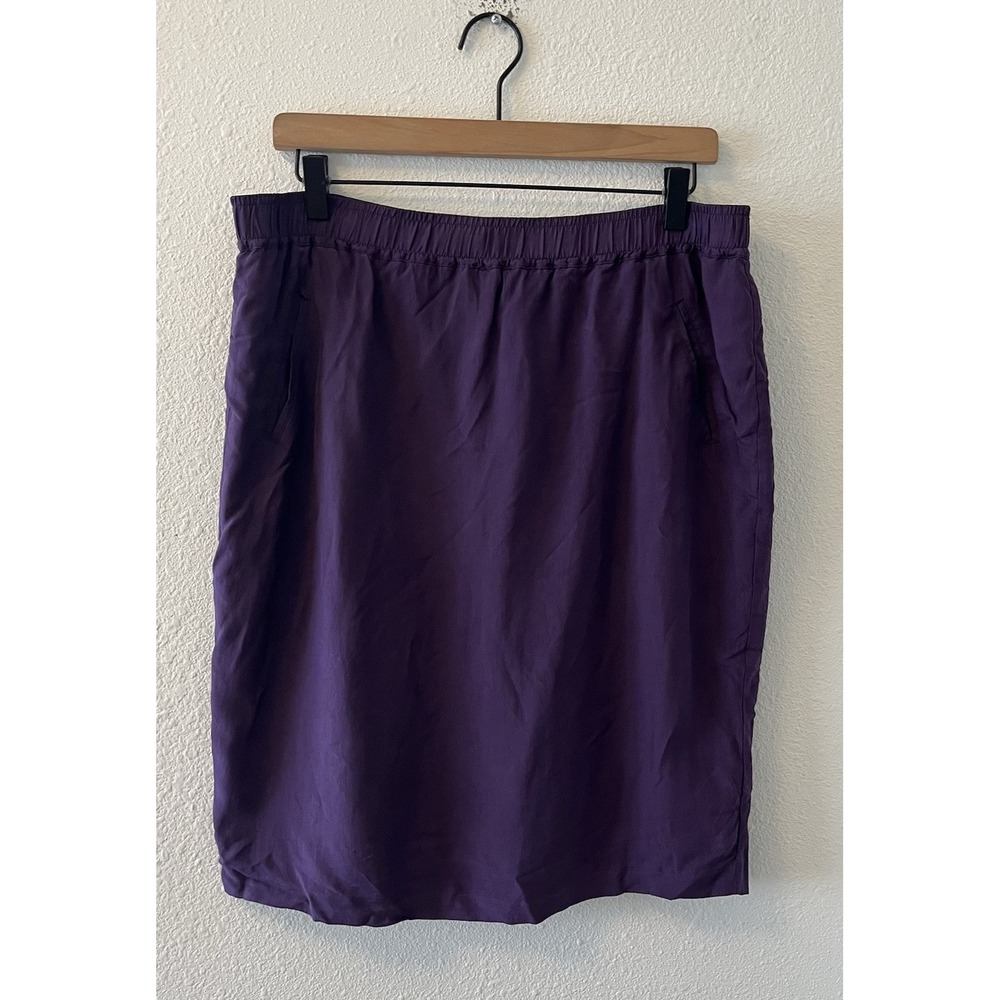 Vintage Saks Fifth Avenue Skirt Women's Large 100% Silk Straight Pencil Purple